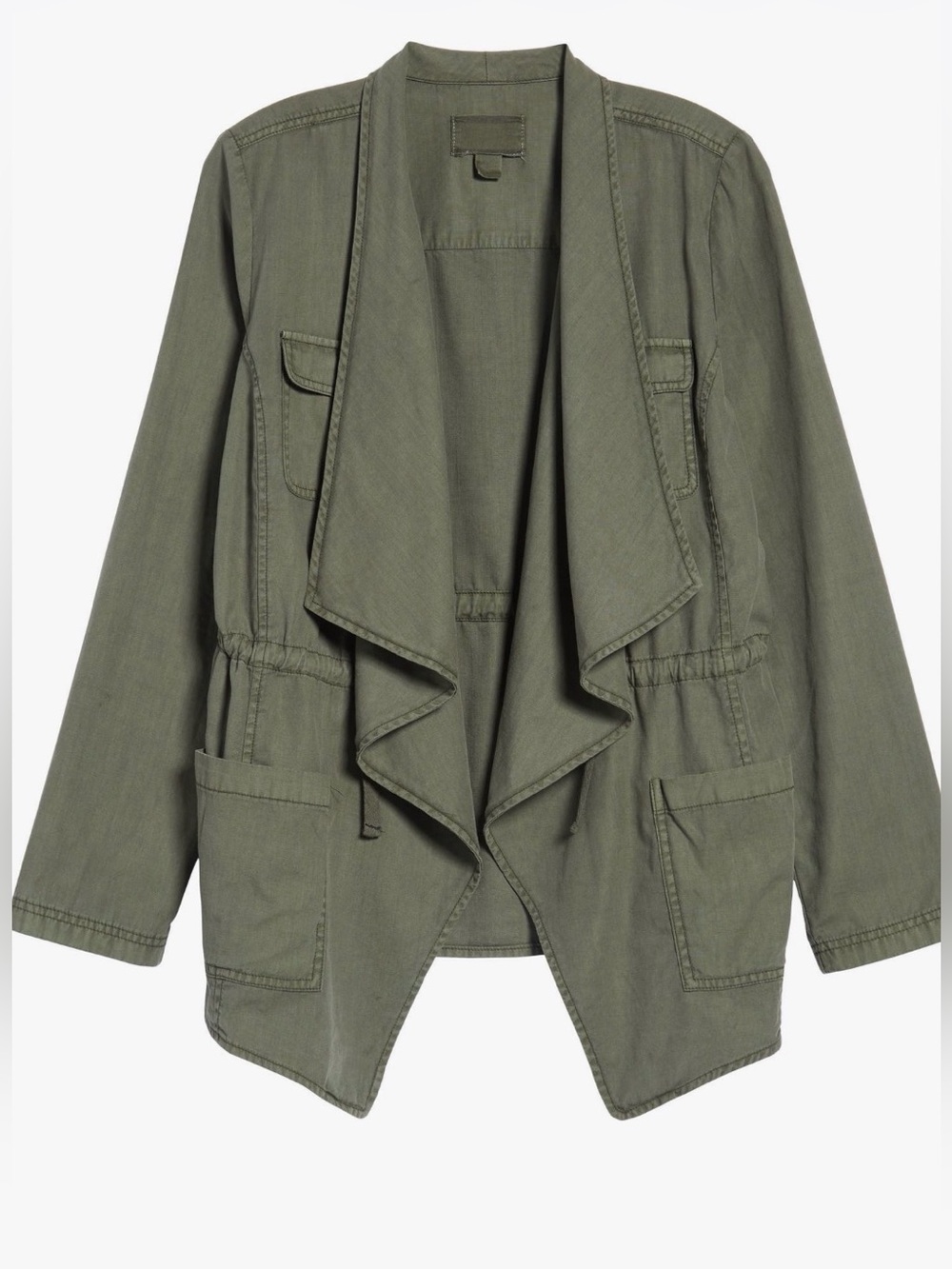 Caslon Army Utility Jacket Women M Olive Brown Cargo Draped Lightweight